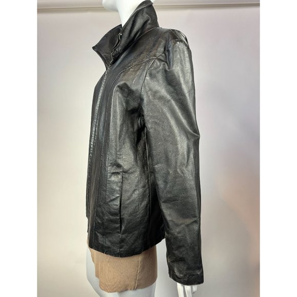 East 5th Zip Front Jacket Size XL Black Genuine Leather - Picture 2 of 16